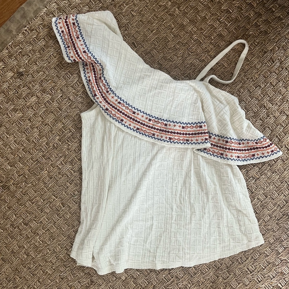 Lucky Brand One Shoulder Embroidered Shirt